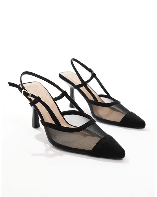 SEQWL Wide Fit Black Seqwl – mayback – fersenriemchen-schuhe aus em netzstoff mit pfennigabsatz, breite passform