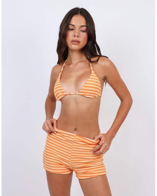 SIMMI Orange Towelling Stripe Triangle Bikini Top