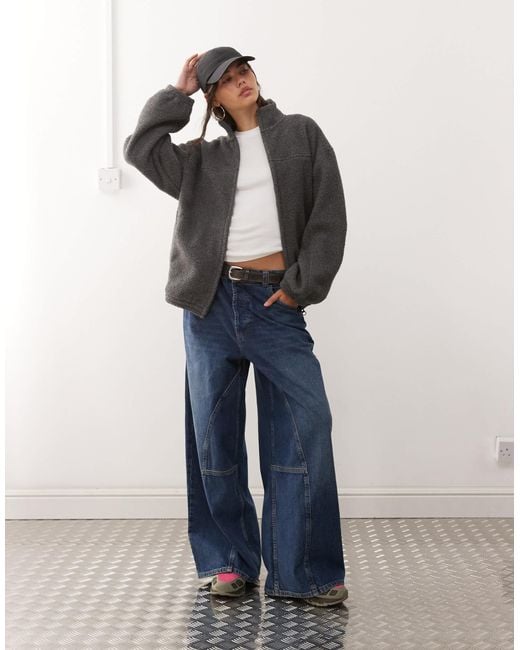 Weekday Gray – oversize-jacke aus teddyfleece