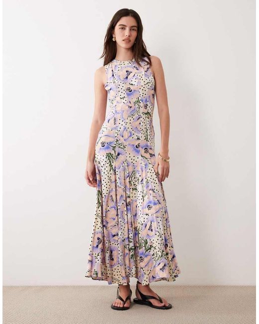 ASOS Pink Racer Maxi Dress With Godets