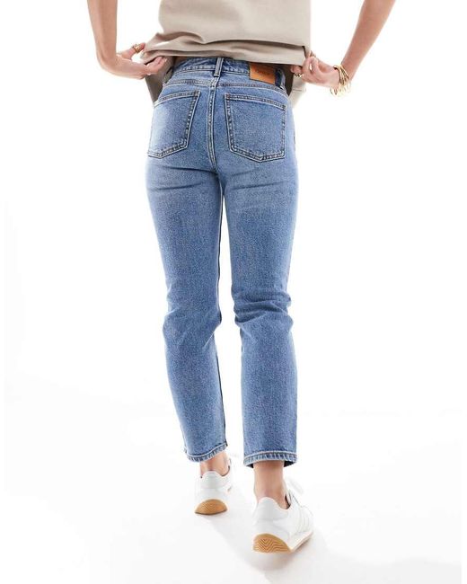 Only Petite Blue Emily High Waisted Straight Leg Jeans