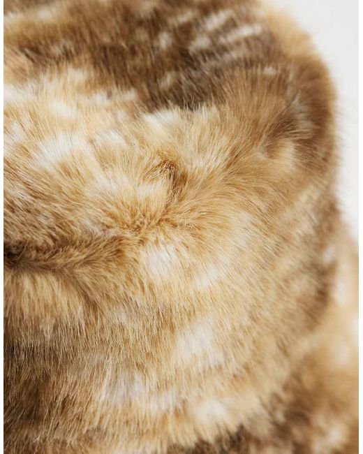 ASOS Natural Faux Animal Fur Bucket Hat for men