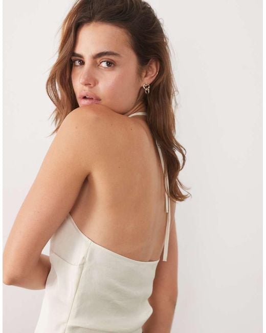 ASOS White Satin Halter Neck Top