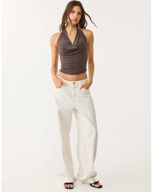 Top dos nu à paillettes Stradivarius en coloris Gray