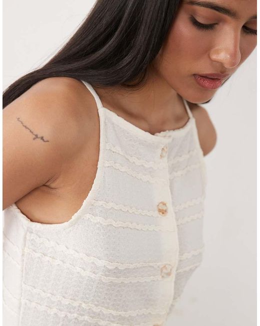 New Look White Textured Button Through Waistcoat