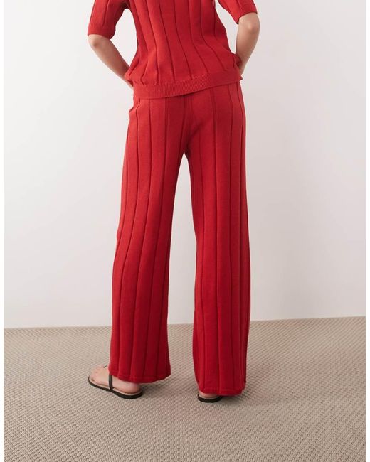 ASOS Red Knitted Cotton Trouser Co-ord