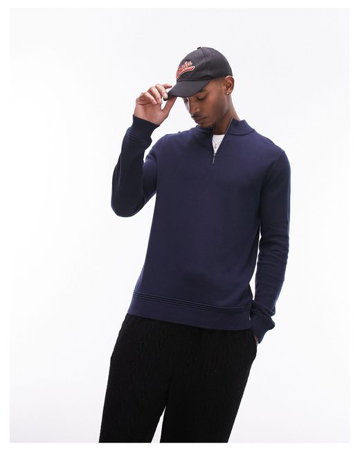 Essentials - maglione con zip corta di Topman in Blue da Uomo