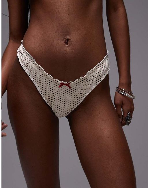 Frankie's Bikinis White X Bella Hadid Polka Dot High Rise Bikini Bottom