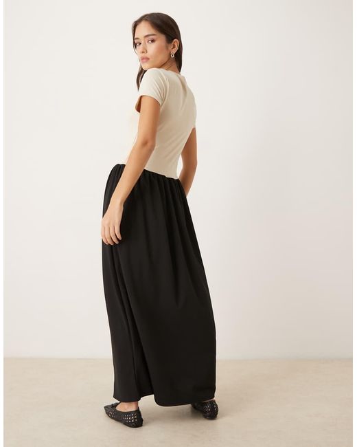 ASOS Black Slash Neck Hybrid Dropped Waist Maxi Dress