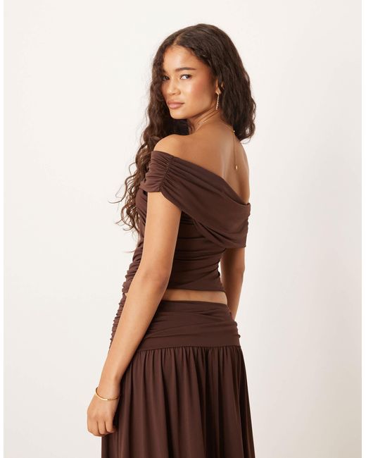 ASOS Brown Mix & Match Ruched Bardot