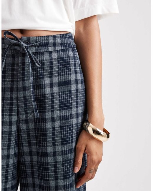 ASOS Blue Tall Wide Leg Tie Waist Trousers