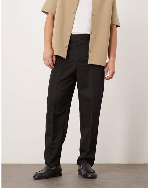 Pantalones De Vestir Negros De Corte Tapered Holgado De ASOS de hombre de color Black