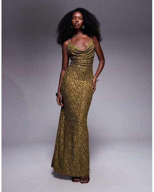 South Beach Brown Cowl Neck Maxi Beach Dress