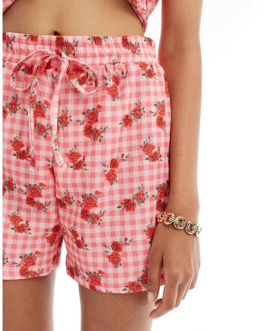 ASOS Red Tie Waist Shorts Co-Ord