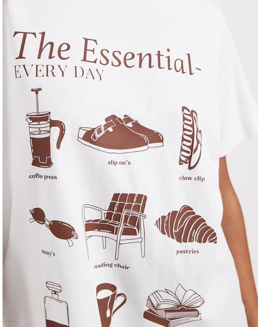 ASOS White Regular Fit Tee With The Essentials Graphic