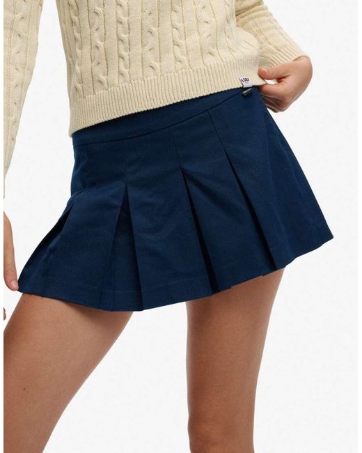 Superdry Blue Mini Pleated Skort