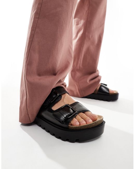 Sandales chunky en similicuir avec boucles ASOS pour homme en coloris Black