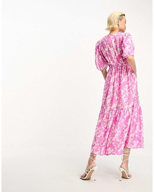 Other Stories Volumineuze Maxi jurk Met Stroken in het Roze Lyst NL