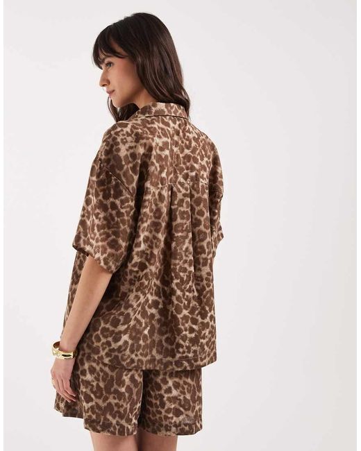 JJXX Brown Co Ord Leopard Shirt
