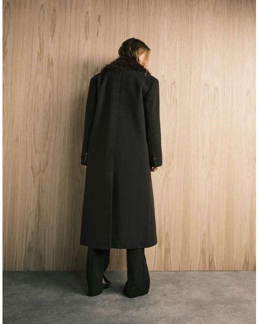 ASOS Dad Jas Van Wolmix Met Kraag Van Imitatiebont in het Black