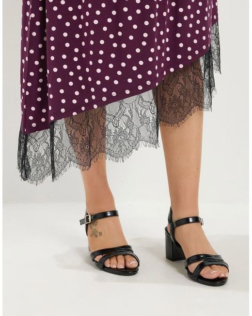 Yours Clothing Purple Polka Dot Lace Asymmetric Hem Skirt