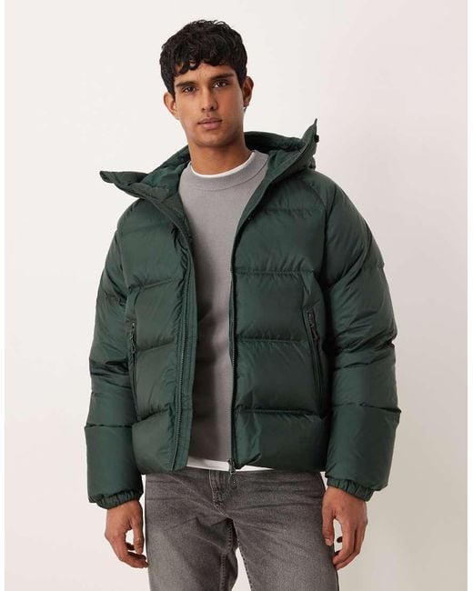 ARKET Green Sporty Down Jacket With Hood for men