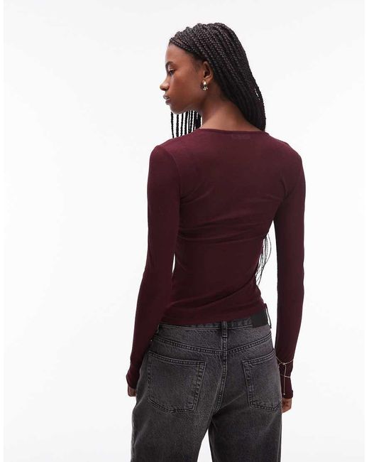 ASOS Red Semi Sheer Longline Top