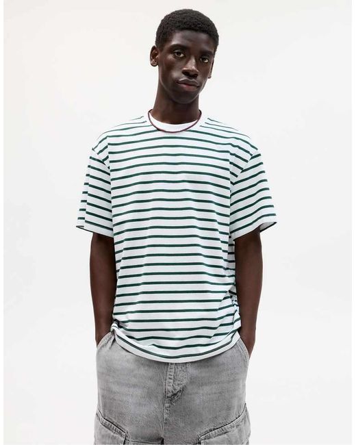 Pull&Bear Gestreept T-Shirt Met Korte Mouwen in het Blue voor heren