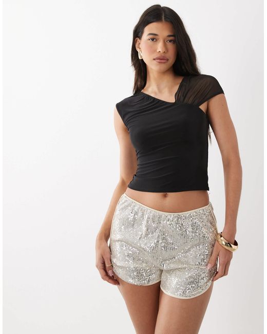ASOS White Sequin Runner Short