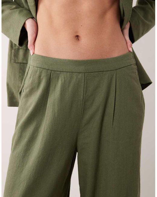 Vila Green Linen Blend Tailored Trousers Co-ord