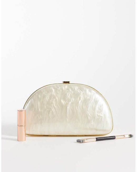 Pochette Bianca Con Perle di Mango in Natural