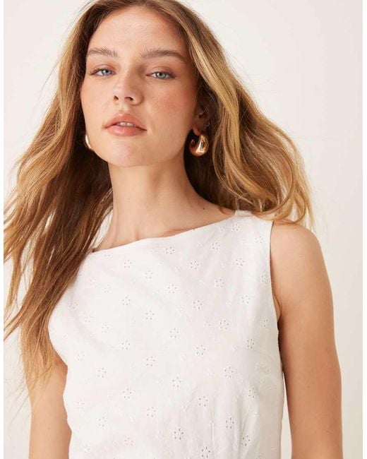 Gina Tricot White Summer Eyelet A Line Mini Dress