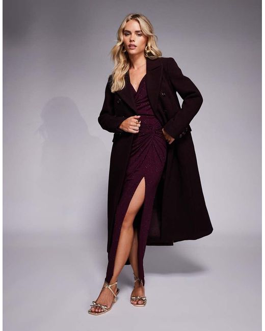 Forever New Purple Longline Midaxi Smart Coat