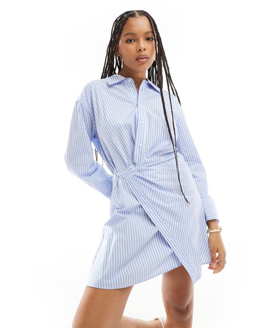 Robe portefeuille a rayures clair Mango en coloris Bleu Lyst