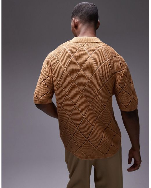 Topman – häkel-hemd in Brown für Herren