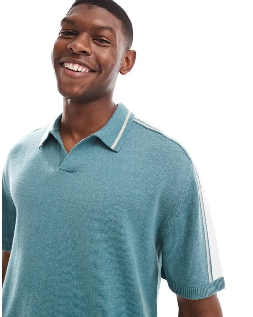 Hollister – adrettes strick-polohemd in Blue für Herren