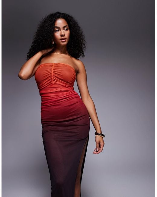 New Look Blue – trägerloses netzstoff-midikleid