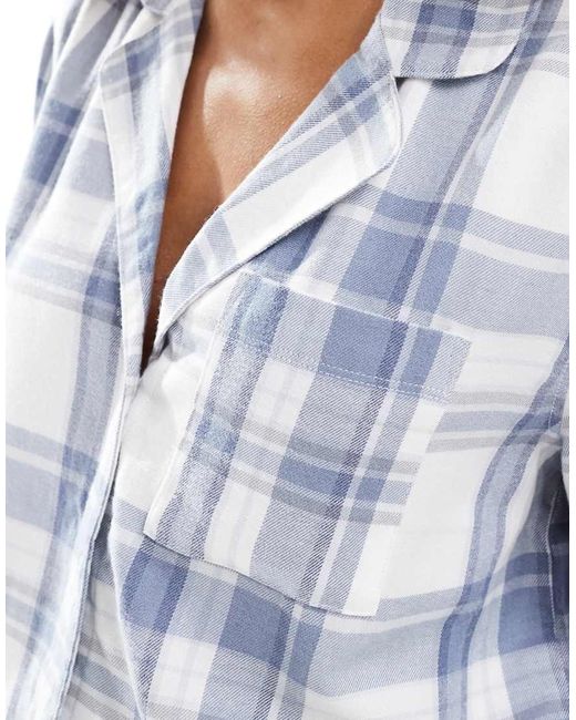 Camisa De Pijama De Franela De (Parte De Un Conjunto) Hollister de color Blue
