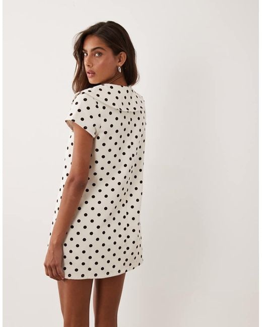 Miss Selfridge White Collared Denim Mini Dress With Tie Detail
