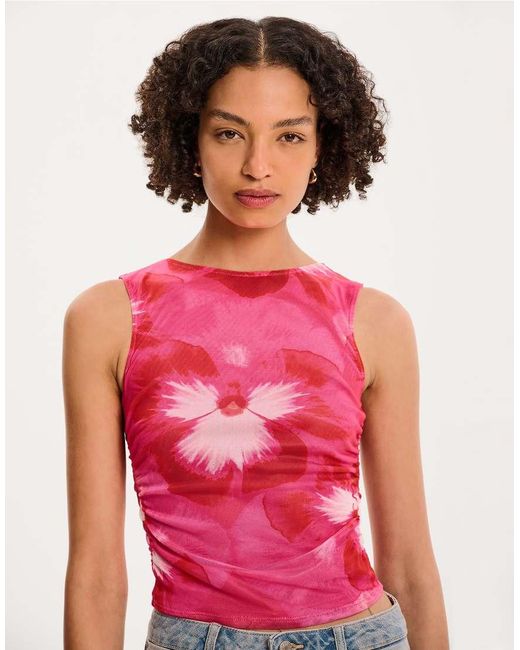 OMNES Red Delia Floral Sleveless Top