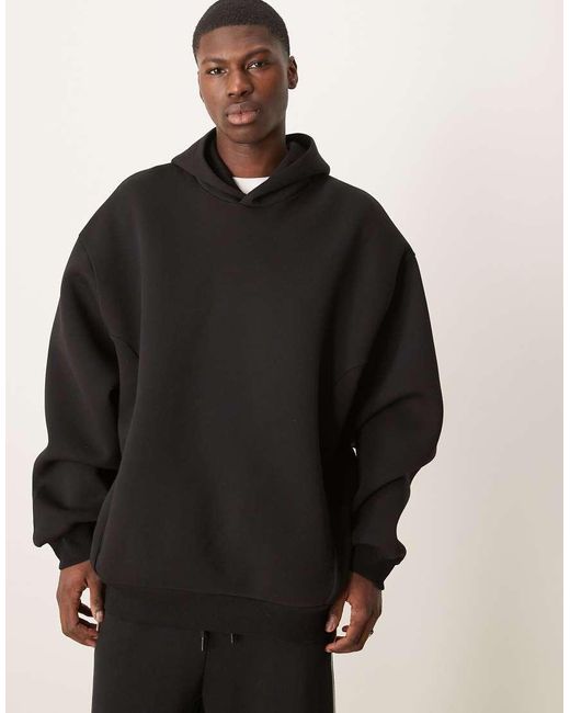 ASOS Oversized Rechte Hoodie Van Zware Scubastof in het Black voor heren