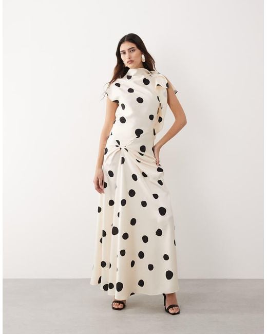 ARRANGE White Split Shoulder Draped Maxi Dress