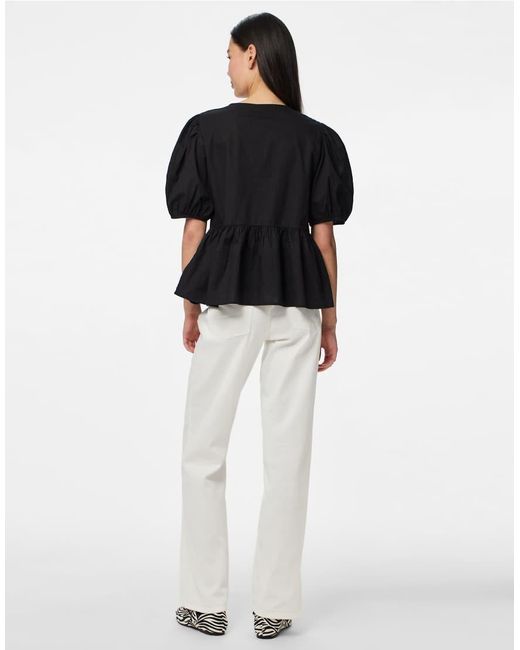 Pieces Top Met Pofmouwen in het Black