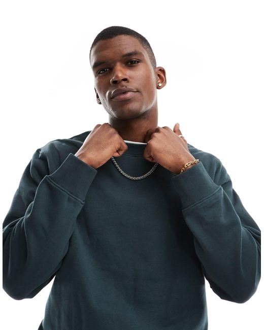 Jack & Jones Blue Oversized 400gsm Heavyweight Crew Neck Sweat for men