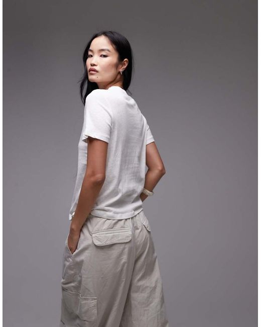 & Other Stories Ruimvallend T-Shirt Van Linnenmix Met Korte Mouwen in het White