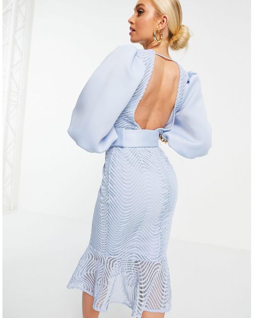 chinese dress ladies Rent ASOS DESIGN Lace Insert Pleated Midi Dress With Embroidery In Navy