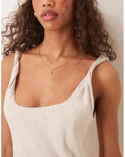 ASOS Natural – asymmetrisches maxikleid im leinen-look