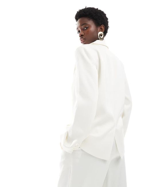 4th & Reckless White Satin Tailored Blazer Co-Ord