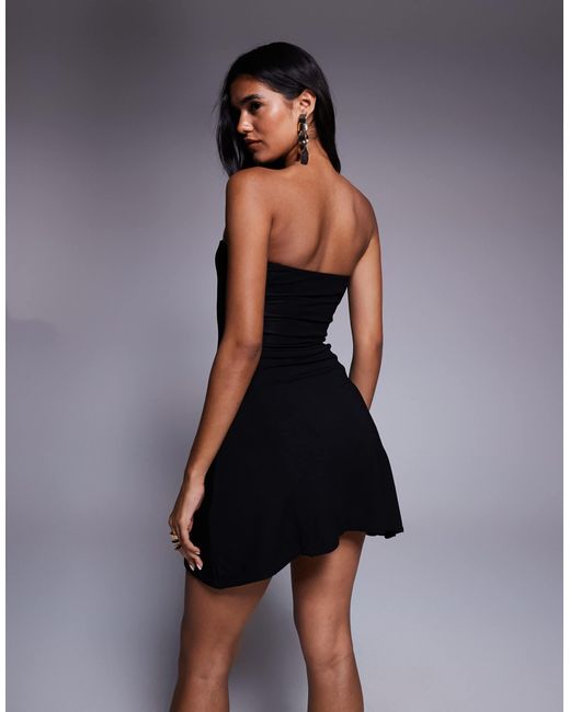 Oh Polly Black Brielle Bandeau Split Mini Dress