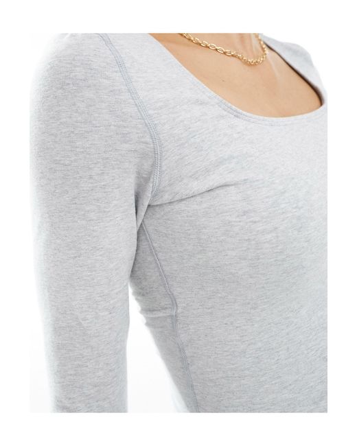 In The Style White X Perrie Sian Premium Jersey Long Sleeve Square Neck Top